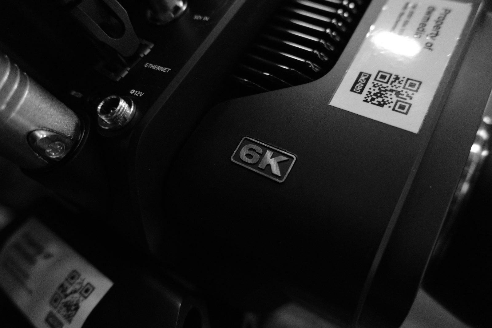 Close-up of a Blackmagic Studio 6K camera body used on the Paul Smith HAPPY Tour