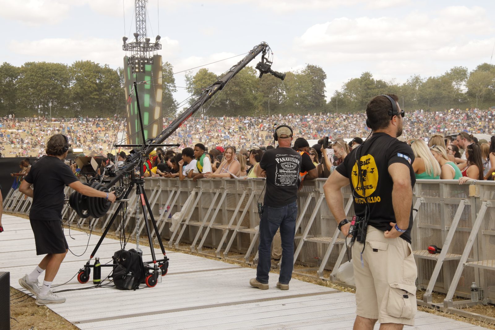 dwmedia 24ft camera jib rigged at front of house at Reggae Land